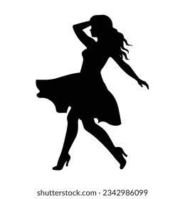 Black And White Dancing Girl Silhouette