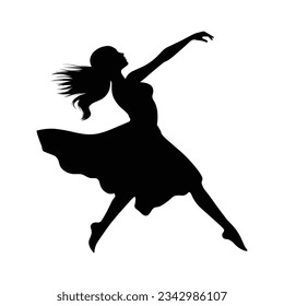 Black And White Dancing Girl Silhouette