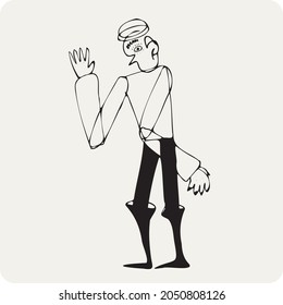 black and white  Dancing guy abstraction 