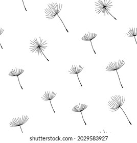 Black and white dandelion pattern design seamless work