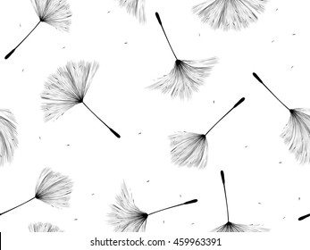 Black And White Dandelion Seeds Seamless Background