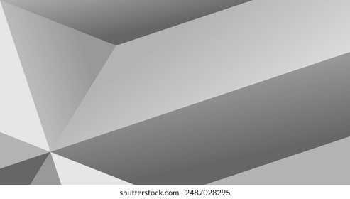 Black white dark gray abstract background. Geometric pattern shape. Line triangle polygon angle. Gradient. Shadow. Matte. 3d effect. Rough grain grungy. Design. Template. Presentation.