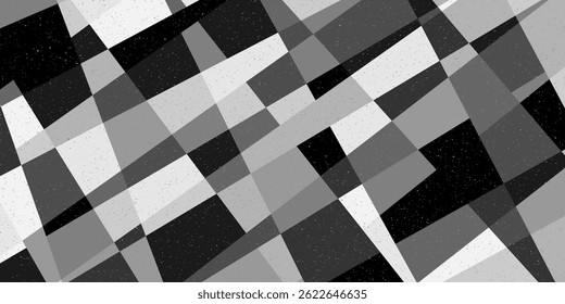 Black white dark gray abstract background. Geometric pattern shape. Line triangle polygon angle. Gradient. Shadow. Matte. 3d effect. Rough grain grungy. Design. Template. Presentation.