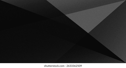 Black white dark gray abstract background. Geometric pattern shape. Line triangle polygon angle. Gradient. Shadow. Matte. 3d effect. Rough grain grungy. Design.