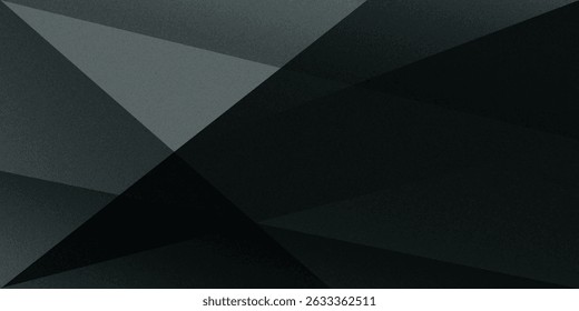 Black white dark gray abstract background. Geometric pattern shape. Line triangle polygon angle. Gradient. Shadow. Matte. 3d effect. Rough grain grungy. Design.