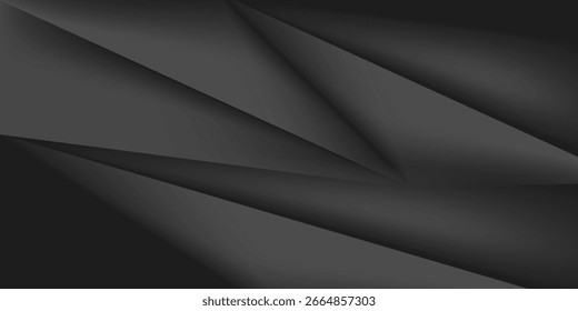 Schwarz weiß dunkelgrau abstrakter Hintergrund. Geometrisches Muster. Polygonwinkel des Liniendreiecks. Farbverlauf. Schatten. Matt. 3D-Effekt. Grungy mit rauem Korn. Design. Vorlage