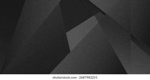 Black white dark gray abstract background. Geometric pattern shape. Line triangle polygon angle. Gradient. Shadow. Matte. 3d effect. Rough grain grungy. Design. Template. Presentation.