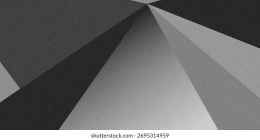Fundo abstrato branco preto cinza escuro. Forma geométrica do padrão. Ângulo do polígono do triângulo de linha. Gradiente. Sombra. Fosco. efeito 3d. Grungy de grãos ásperos.