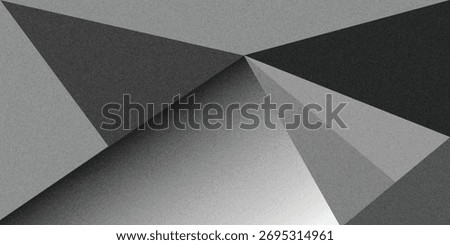 Black white dark gray abstract background. Geometric pattern shape. Line triangle polygon angle. Gradient. Shadow. Matte. 3d effect. Rough grain grungy.
