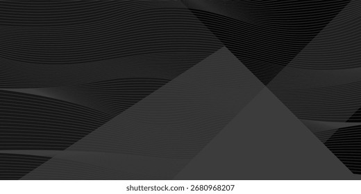 Black white dark gray silver abstract pattern background. Geometric shape. Line triangle angle fold polygon diamond 3D. Gradient. Rough grain noise. Light shadow. Matte shimmer. Design. Minimum.