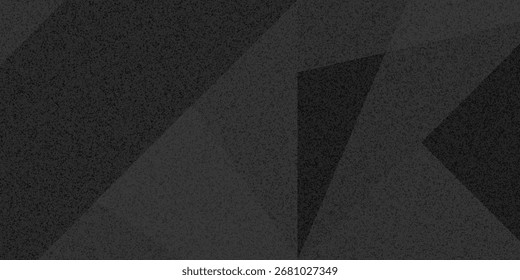 Black white dark gray silver abstract pattern background. Geometric shape. Line triangle angle fold polygon diamond 3D. Gradient. Rough grain noise. Light shadow. Matte shimmer. Design. Minimum.