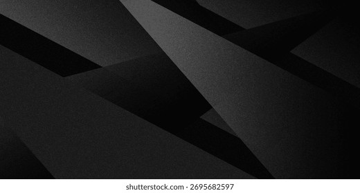 Black white dark gray silver abstract pattern background. Geometric shape. Line triangle angle fold polygon diamond 3D. Gradient. Rough grain noise. Light shadow. Matte shimmer. Design. Minimum.