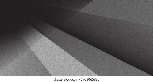 Black white dark gray silver abstract pattern background. Geometric shape. Line triangle angle fold polygon diamond 3D. Gradient. Rough grain noise. Light shadow. Matte shimmer. Design. Minimum.