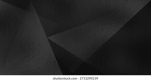 Black white dark gray silver abstract pattern background. Geometric shape. Line triangle angle fold polygon diamond 3D. Gradient. Rough grain noise. Light shadow. Matte shimmer. Design. Minimum