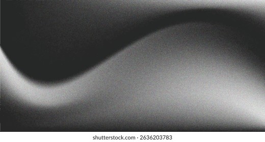 Black white dark gray silvery abstract background. Color gradient. Wave. Rough grain grainy grungy noise dust. Brushed matte shimmery blur. Light. Metallic steel metal effect. Design.