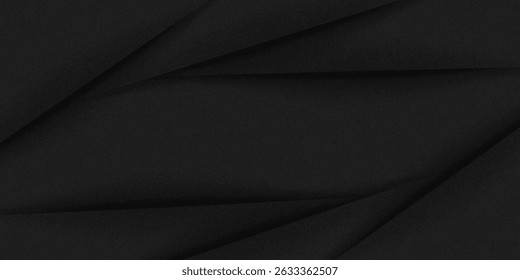 Black and white dark grey abstract background. Geometric pattern shapes. Triangle lines. Gradient. Shadow. Matte. 3D effect. Rough and grungy grain. Design. Template. Presentation.
