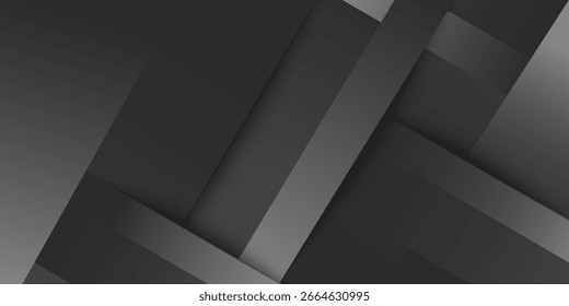 Fundo abstrato preto e branco cinza escuro. Efeito de sobreposição de formas de padrão geométrico.vetor.