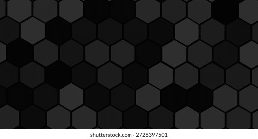 Fundo abstrato preto e branco cinza escuro. Forma de padrão hexágono. Design. Modelo. Apresentação.