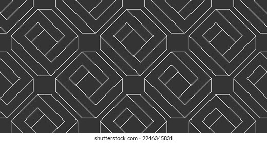 Black and White Dark Minimalist Modern Style 3D Lit Transparent Rectangular Cuboids - Mosaic Pattern, Editable Abstract Geometric Background Design, Vector Template