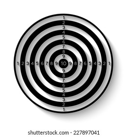 black and white dartboard icon - vector illustration with shadow