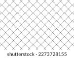 Black and white dashed crisscross lines grid pattern. Dash lines cross forming rhombus or square vector page.