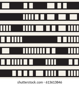 Black and White Dashed Lines Pattern. Modern Abstract Vector Seamless Background