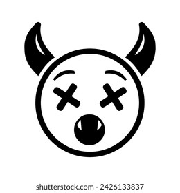 BLACK AND WHITE DEAD DEMON EMOJI VECTOR DESIGN