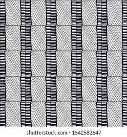 Black and white decorative background for coloring book, page. Seamless geometric pattern. Doodle illustration
