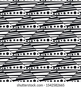 Black and white decorative background for coloring book, page. Seamless geometric pattern. Doodle illustration