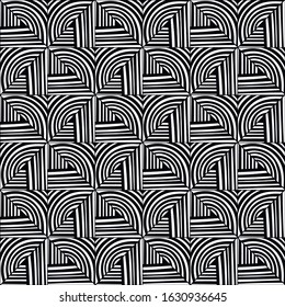 Black and white decorative background for coloring book, page. Seamless geometric pattern. Doodle illustration