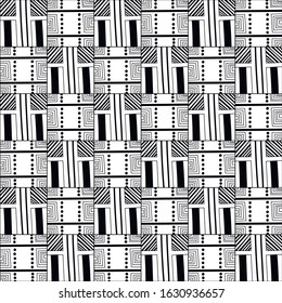Black and white decorative background for coloring book, page. Seamless geometric pattern. Doodle illustration
