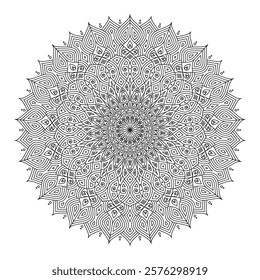 Black And White Decorative Detailed Mandala Art with Intricate Linework