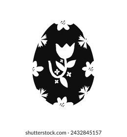 Black and white decorative Easter egg