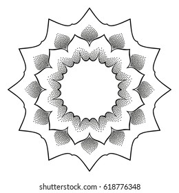 Black and white decorative element. Round abstract frame with place for text. Template for a tattoo.
