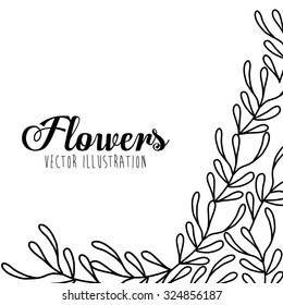 Black and white decorative floral design, vector illustration