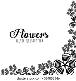 Black and white decorative floral design, vector illustration