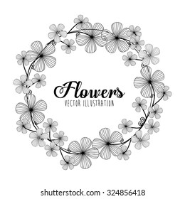 Black and white decorative floral design, vector illustration