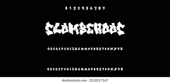 Fonte decorativa em preto e branco em estilo graffiti com efeito spray. Ideal para padrão, impressão de tecido, lojas e muitos outros usos