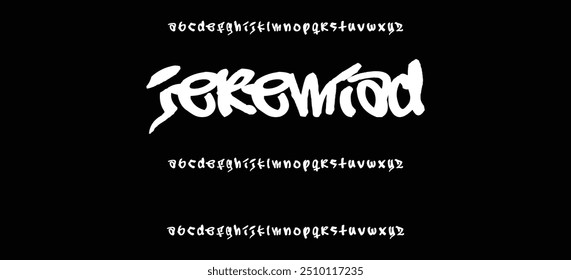 Black and white decorative font in graffiti style with spray effect. Ideal for pattern, fabric print, shops and many other uses