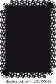 Black and white decorative frame with abstract floral elements