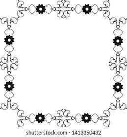 Black and white decorative frame with abstract floral elements
