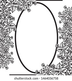 Black and white, decorative frame, with crowd of flower frame. Vector
