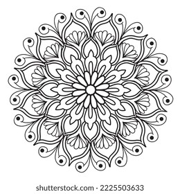 Decorativo en blanco y negro Madala Vector Art Gráfico, Plantilla, Diseño, Fondo, Chakra, Vector, Arte, ilustración, Banner de sitio web, afiches, tarjeta