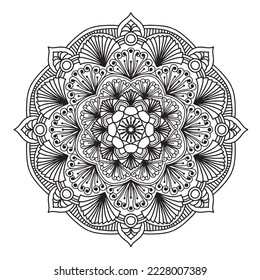 Decorativo en blanco y negro Madala Vector Art Gráfico, Plantilla, Diseño, Fondo, Chakra, Vector, Arte, ilustración, Banner de sitio web, afiches, tarjeta