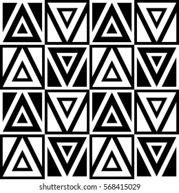 Black and white decorative ornament of triangles. Abstract pattern of triangles. Chess decorative ornament