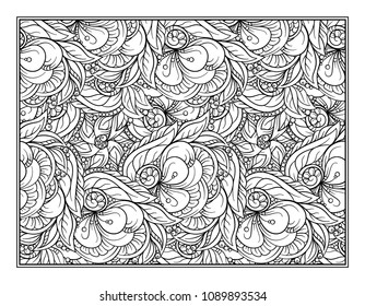 Black and white decorative ornamental coloring page
