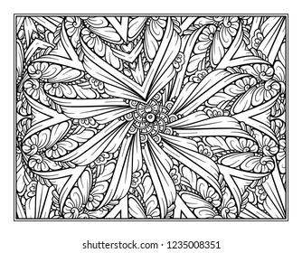 Black and white decorative ornamental coloring page