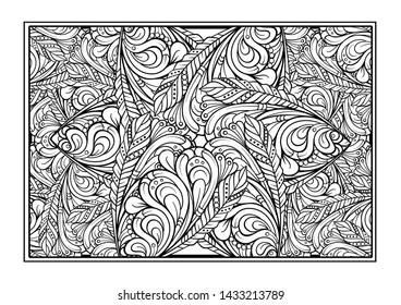 Black and white decorative ornamental coloring page