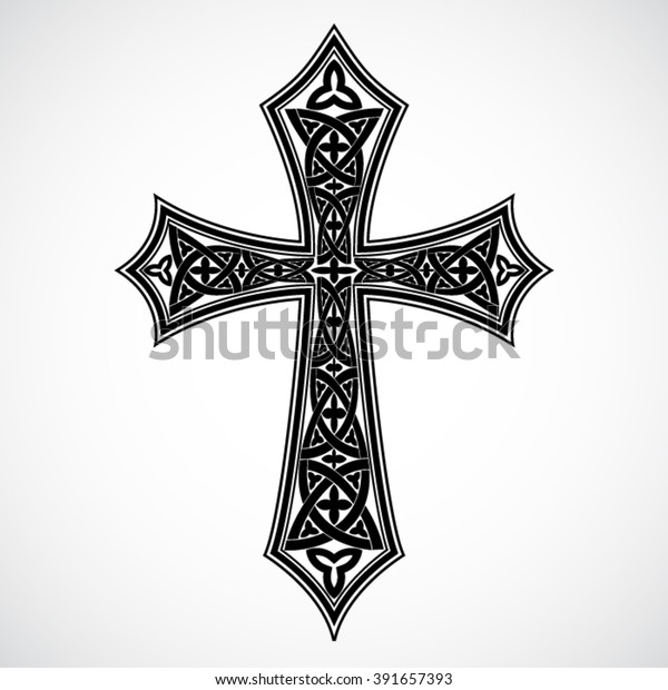 Black White Decorative Ornamental Cross Vector Stock Vector (Royalty ...