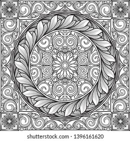 Black and white decorative ornate retro design card